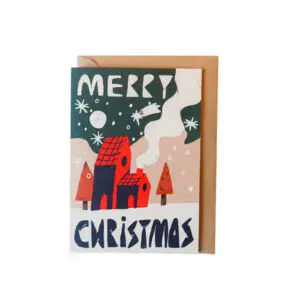 Winter village Christmas card